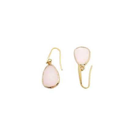 earring steel gold pink stone1